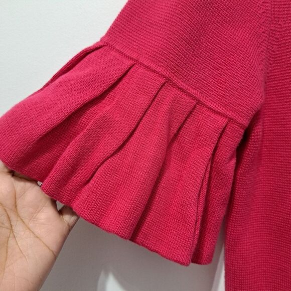 Magaschoni Barbiecore Full Zip Knit Top Cardigan Ruffled Sleeve Jacket Med Pink - Picture 11 of 14